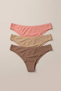 Pack de tangas brasileras seamless X3 Fajas MyD (Rosa, Beige y Cocoa)